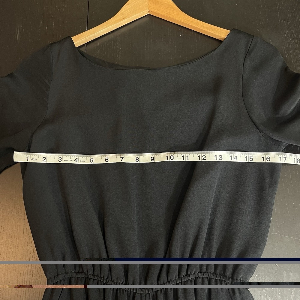 RAG & BONE 100% Silk Romper Size 4 Black Cuffed Capsule Minimalist Short Sleeve - Picture 8 of 12